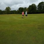 green grass with the flag in the hole.