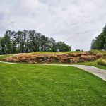 green grass with the flag in the hole.