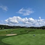 green grass with the flag in the hole.