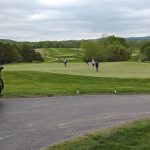 green grass with the flag in the hole.