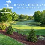 Panoramic view of a lush green golf course at Crystal Highlands Golf Course. Smooth