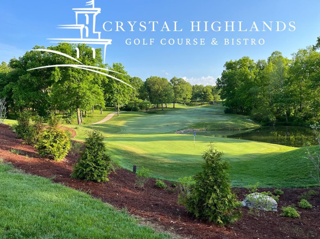 Panoramic view of a lush green golf course at Crystal Highlands Golf Course. Smooth