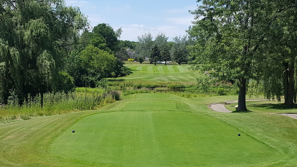 Panoramic view of a lush green golf course at Flushing Valley Golf Club. Smooth