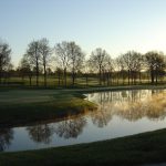 green grass with the flag in the hole.