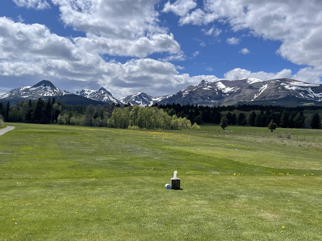 Panoramic view of a lush green golf course at Glacier Park Hotel Golf Course. Smooth