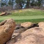 green grass with the flag in the hole.