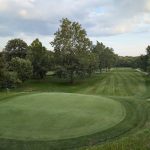 green grass with the flag in the hole.