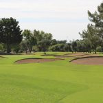 green grass with the flag in the hole.