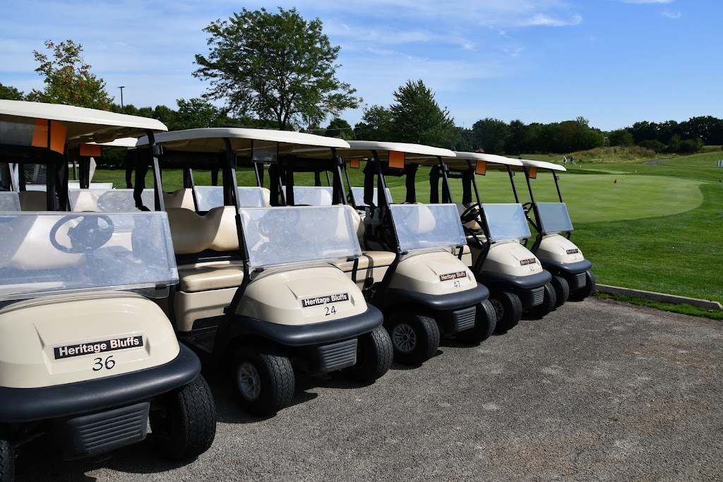 Panoramic view of a lush green golf course at Heritage Bluffs Golf Club. Smooth