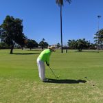 green grass with the flag in the hole.