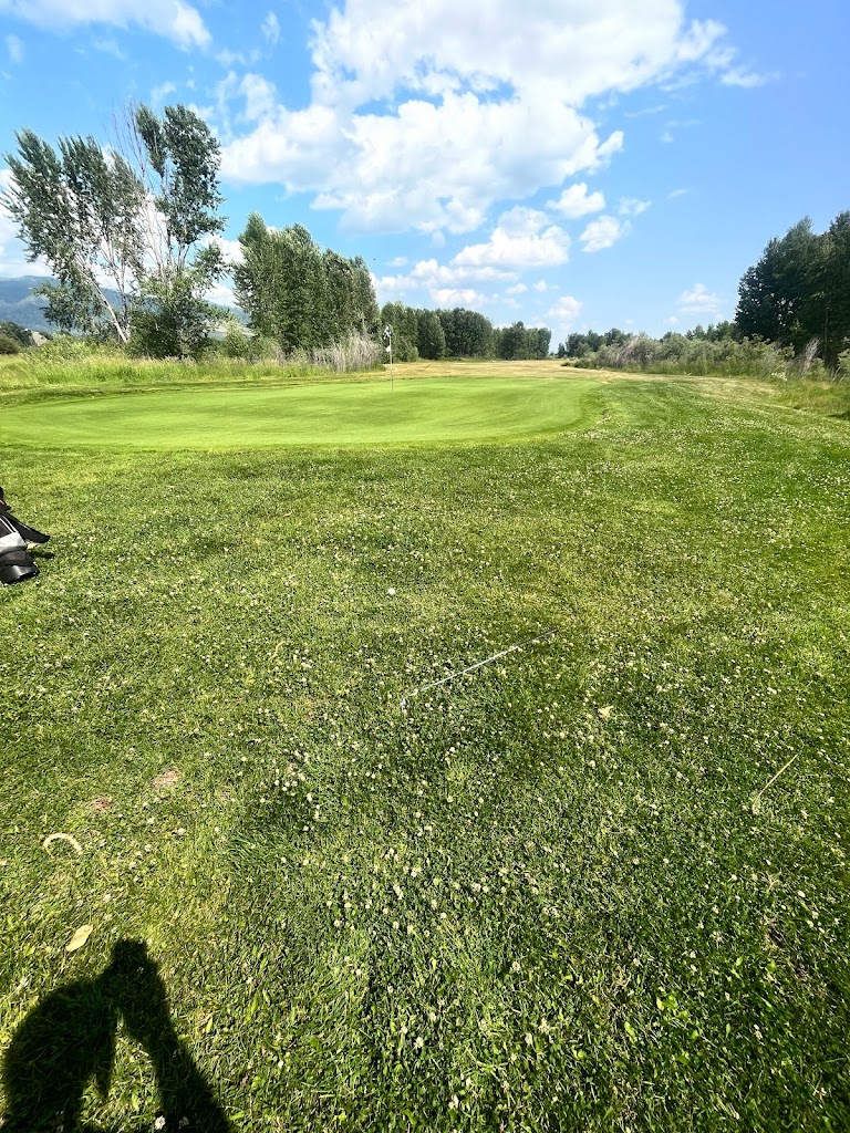 Panoramic view of a lush green golf course at King Ranch Golf Course. Smooth