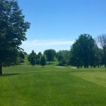 green grass with the flag in the hole.