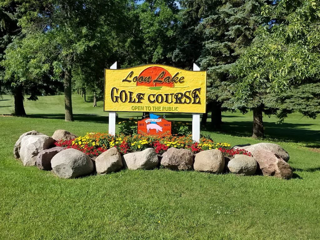 Panoramic view of a lush green golf course at Loon Lake Golf Course. Smooth