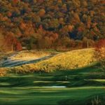 Panoramic view of a lush green golf course at Maryland National Golf Club. Smooth