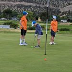 green grass with the flag in the hole.