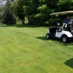 green grass with the flag in the hole.