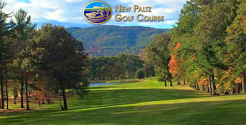 Panoramic view of a lush green golf course at New Paltz Golf Course. Smooth