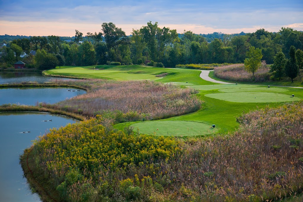 Panoramic view of a lush green golf course at Persimmon Woods Golf Club. Smooth