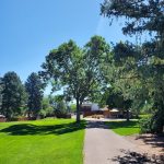 Panoramic view of a lush green golf course at Pinehurst Country Club. Smooth