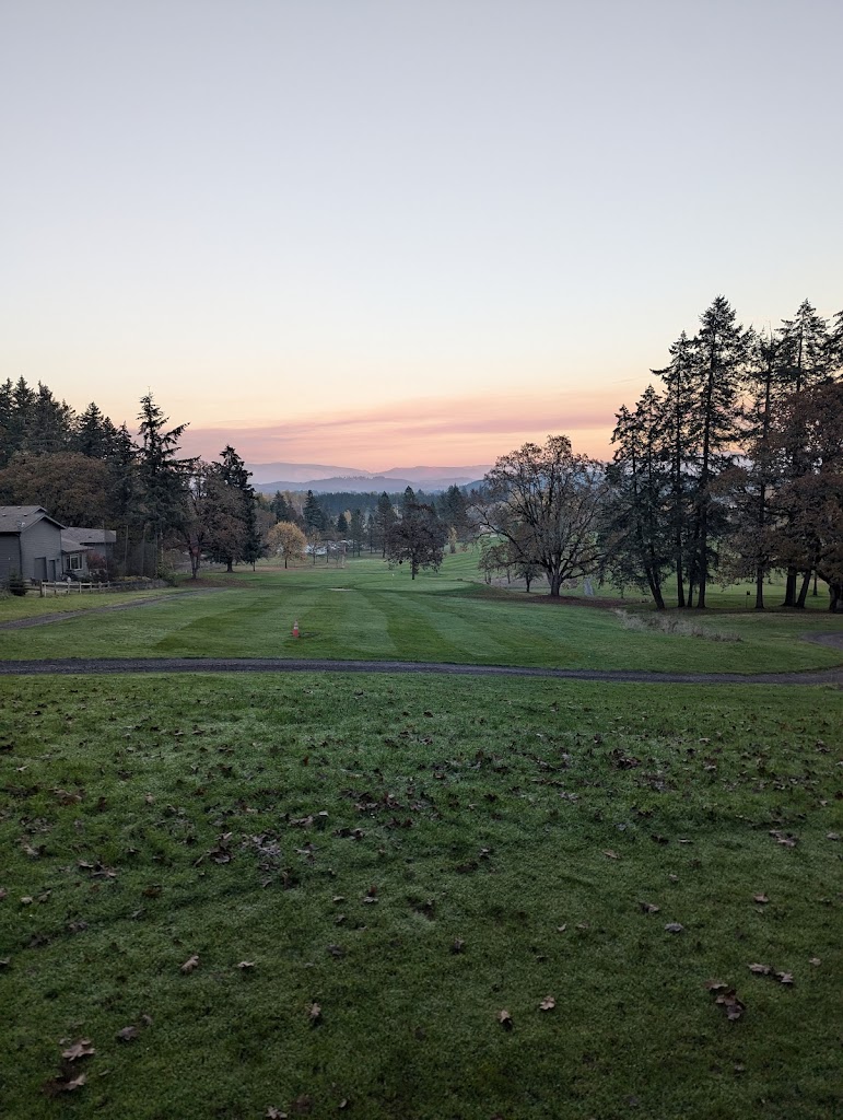 Panoramic view of a lush green golf course at Pineway Golf Course. Smooth