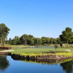 Panoramic view of a lush green golf course at Pinnacle Country Club. Smooth