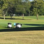 green grass with the flag in the hole.