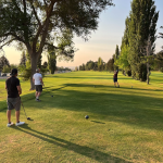 Panoramic view of a lush green golf course at River's Edge Golf Club At Burley. Smooth