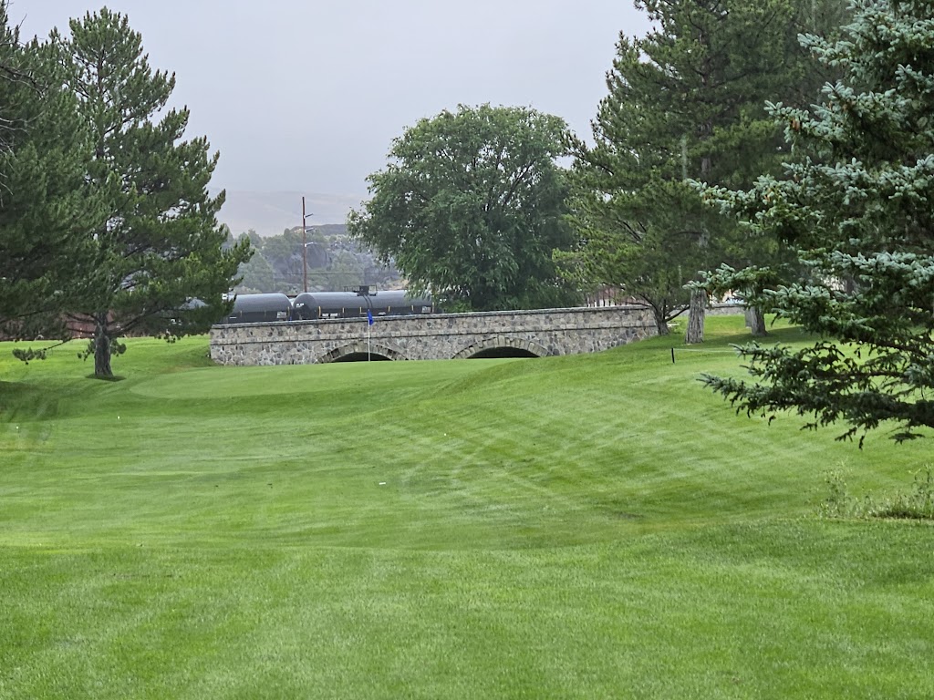 Panoramic view of a lush green golf course at Riverside Golf Course. Smooth