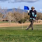 green grass with the flag in the hole.