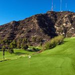 green grass with the flag in the hole.