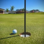 green grass with the flag in the hole.