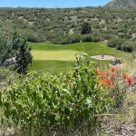 Panoramic view of a lush green golf course at Stone Ridge Golf Course. Smooth