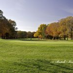 Panoramic view of a lush green golf course at Swansea Country Club. Smooth