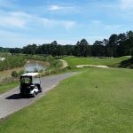 green grass with the flag in the hole.