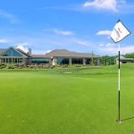 green grass with the flag in the hole.