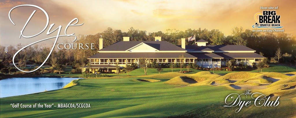 Panoramic view of a lush green golf course at The Dye Club at Barefoot Resort. Smooth