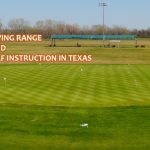 Panoramic view of a lush green golf course at The Golf Driving Range Round Rock. Smooth