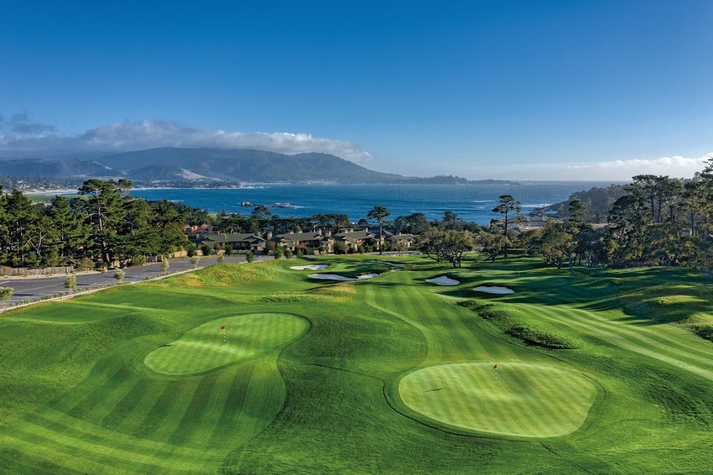 Panoramic view of a lush green golf course at The Hay. Smooth