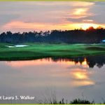 Panoramic view of a lush green golf course at The Lakes Golf Course at Laura S. Walker State Park. Smooth