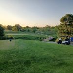 Panoramic view of a lush green golf course at The Preserve on Rathbun Lake. Smooth