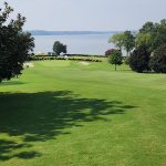 green grass with the flag in the hole.