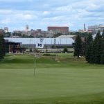 green grass with the flag in the hole.