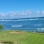 Panoramic view of a lush green golf course at Waiehu Municipal Golf Course. Smooth