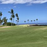 Panoramic view of a lush green golf course at Waikoloa Kings' Nine. Smooth