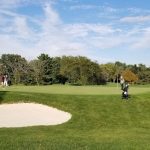 green grass with the flag in the hole.