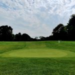 green grass with the flag in the hole.