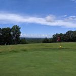 green grass with the flag in the hole.