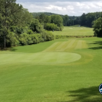 green grass with the flag in the hole.